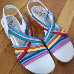 Impo Stretch Ramsey White Rainbow Sandals 7.5
